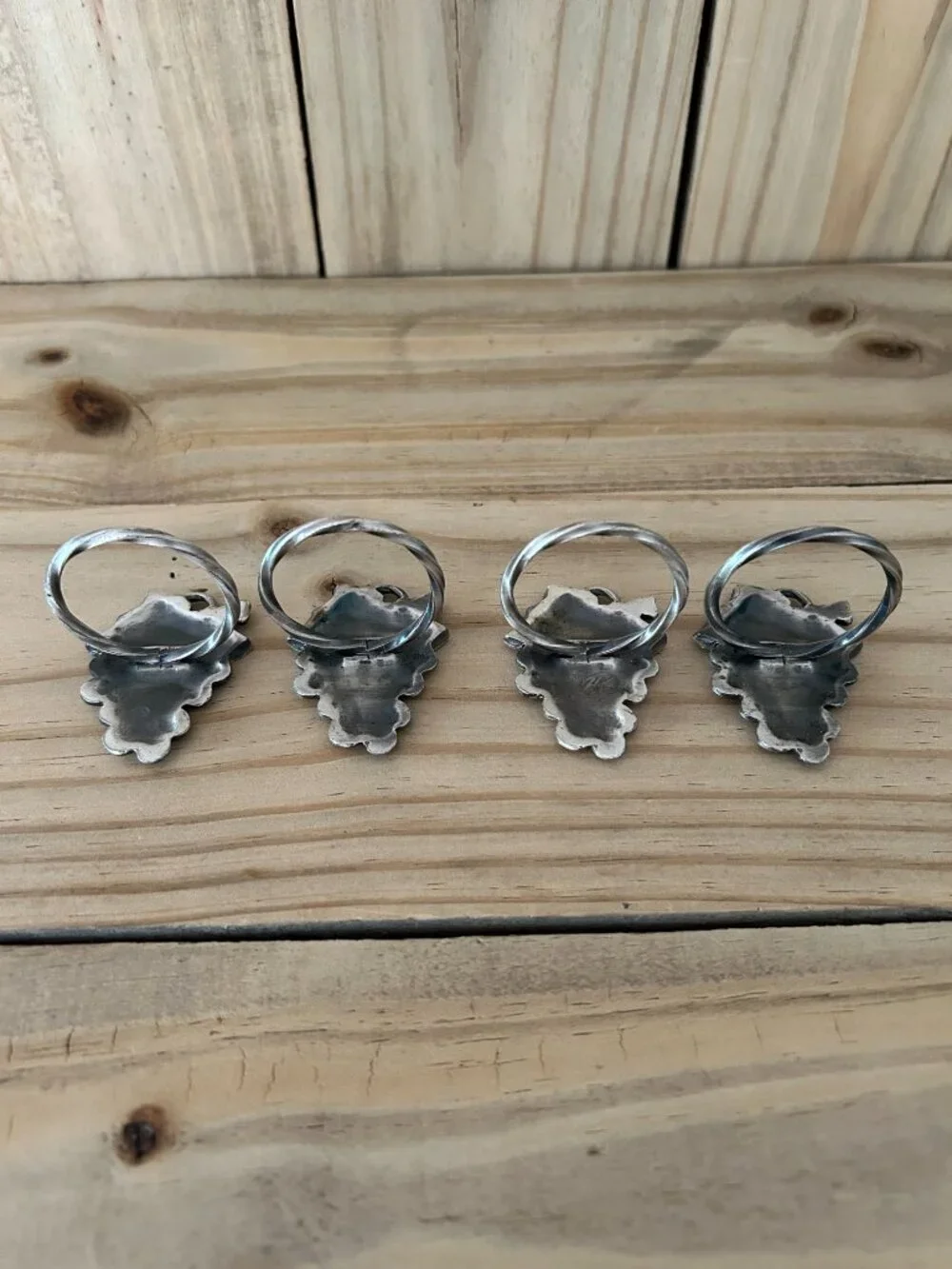 Set of 4 Pewter Grape Cluster Napkin Rings Holders